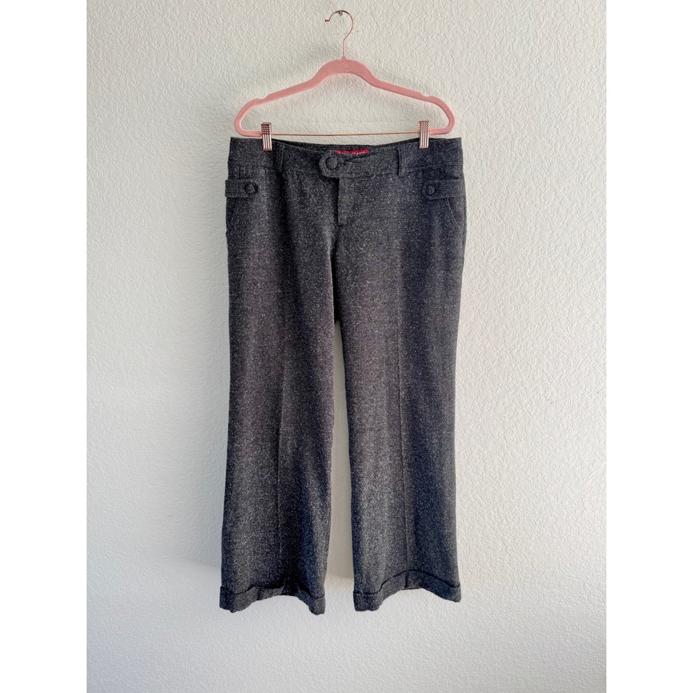 Guess Jeans Trousers Womens 32 Grey Vintage Wide Leg Salt and Pepper Tweed